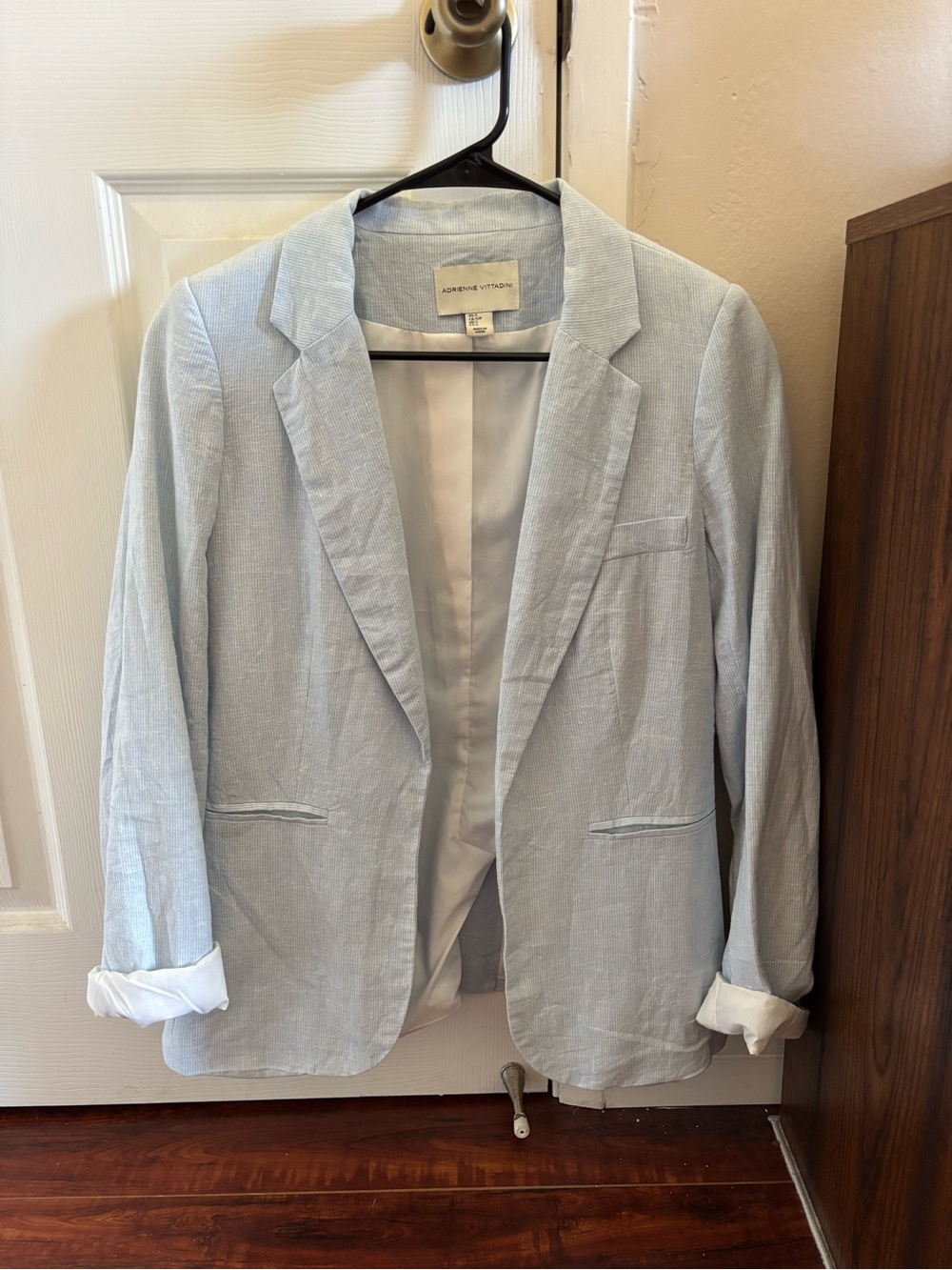 Adrienne Vittadini Light Blue Linen Blend Blazer